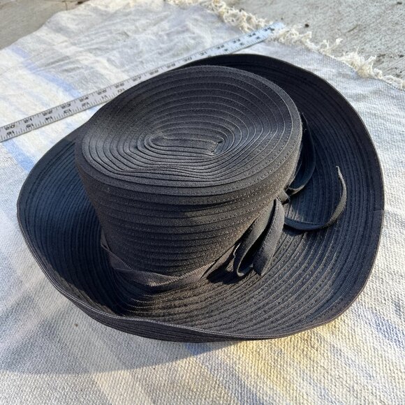ERIC JAVITZ NEW YORK black packable sun hat VGUC* bow with medium rim main image 7